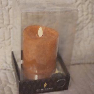 Luminara Moving Flame Pillar Flameless LED Candle, Scalloped Edge Real Wax 3"H